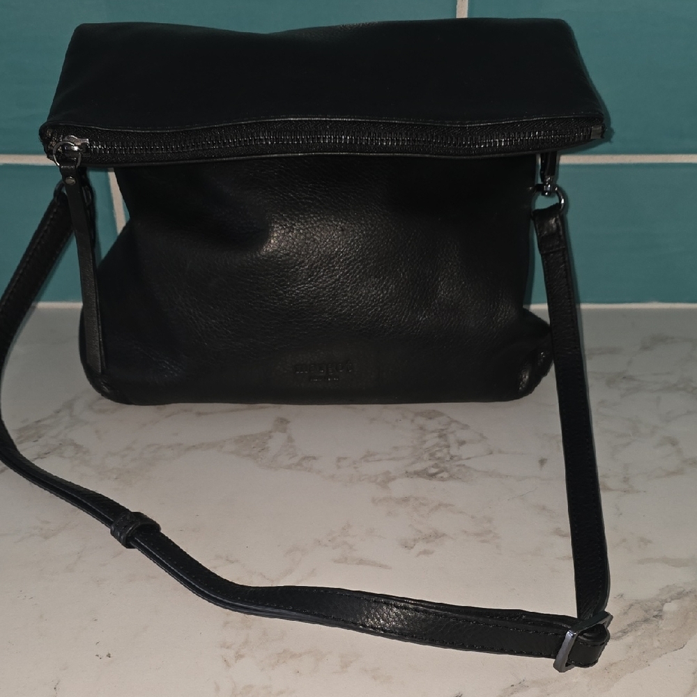 Margot Black Leather Crossbody Bag